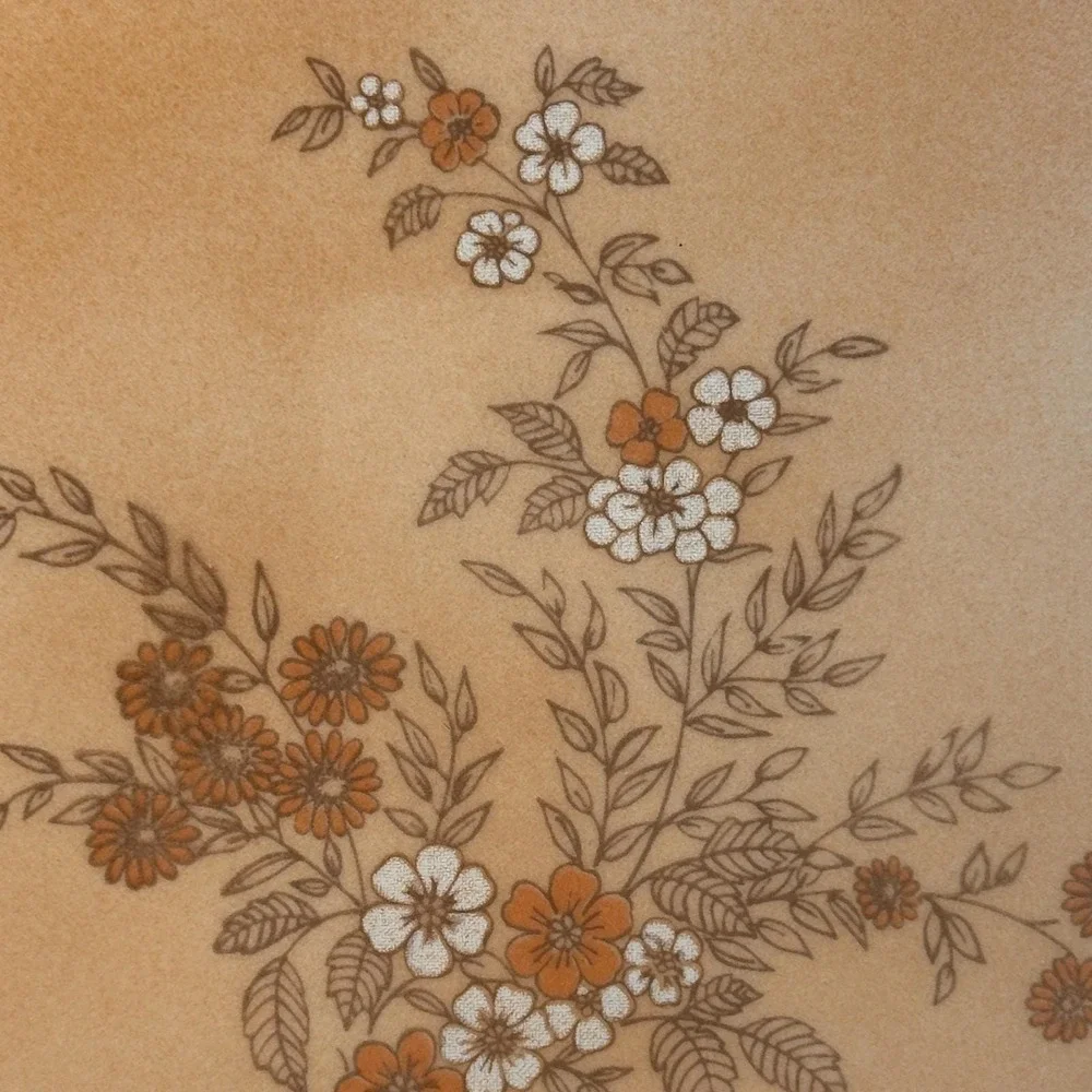 Vintage Tile 6x6 Beige‎ with Orange and White Flowers Made in Italy